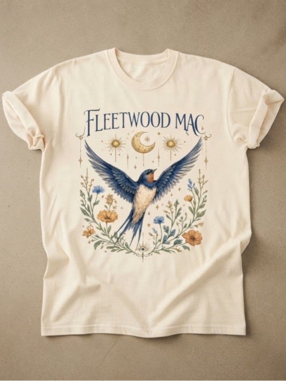 Fleetwood Mac Celestial Swallow Graphic Cotton Gildan T-Shirt